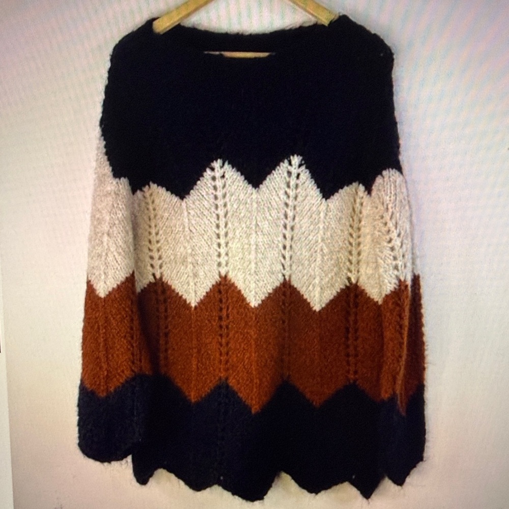 IPERICO Women Made in Italy Chunky Knit Long Sleeves Pullover Sweater Top Size L